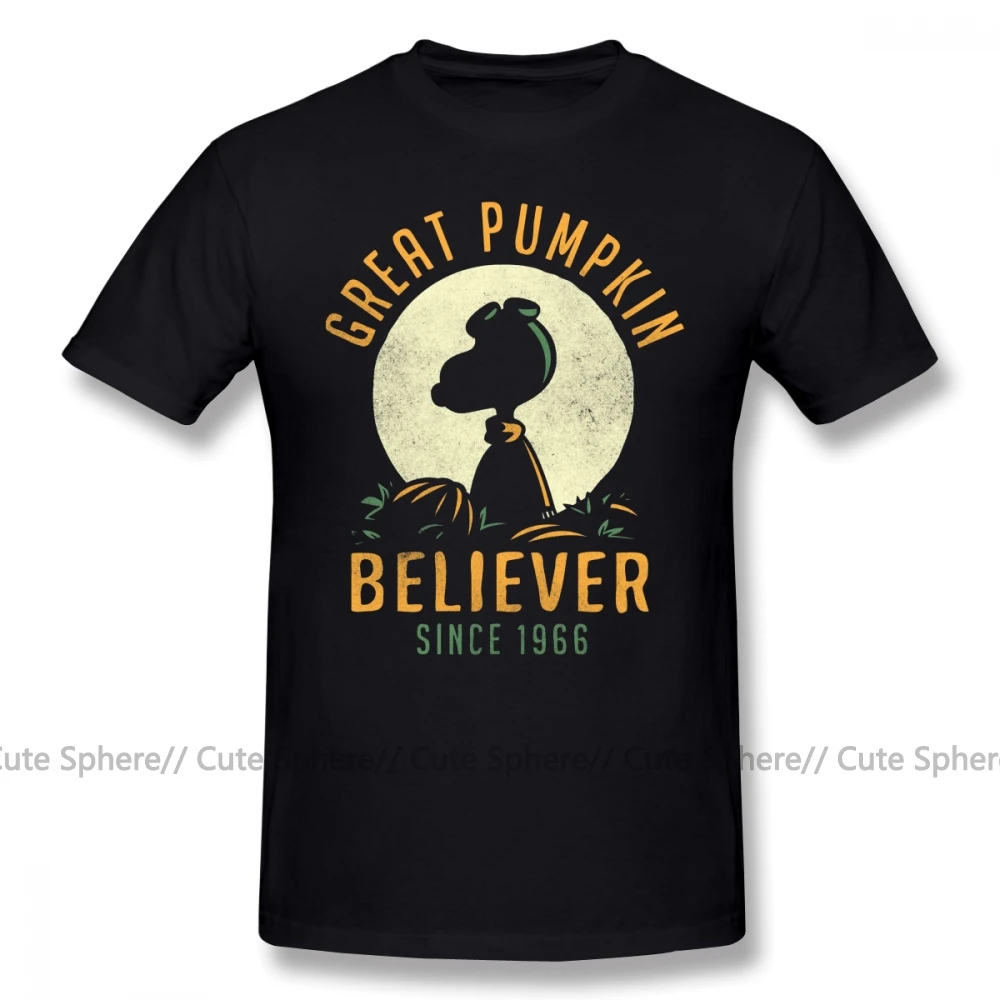 Арахис футболка Большая тыква футболка верующего размера плюс Мужская футболка короткий рукав Забавный принт Классическая 100 хлопковая футболка - Цвет: Black