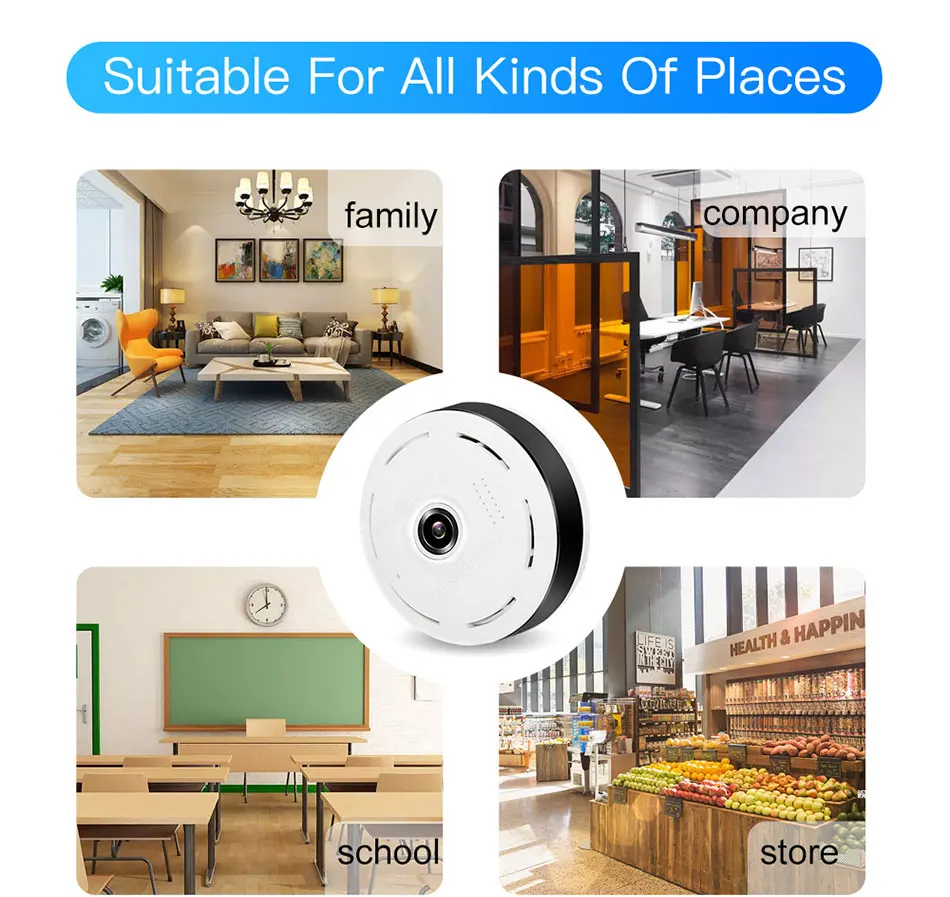 2.0MP Full view wifi 360 градусов двухстороннее аудио Панорамное 1080P рыбий глаз Беспроводная интеллектуальная ip-камера V380 мини-камера