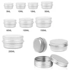 Пустые баночки для крема, жестяные косметические Бальзамы для губ, портативные баночки для блеска для губ, многоразовые бутылочки с винтовой резьбой алюминиевая банка для косметики