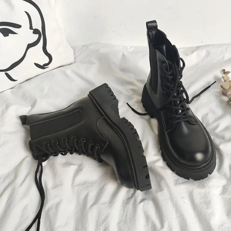 Женские армейские ботинки Goth на платформе ботильоны толстой массивной подошве