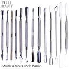 1 шт. двойной конец серебро для удаления кутикулы из нержавеющей стали палец мертвой кожи вырезать Маникюр перемешивающие стержни дизайн ногтей отодвигатель кутикулы CH01-16