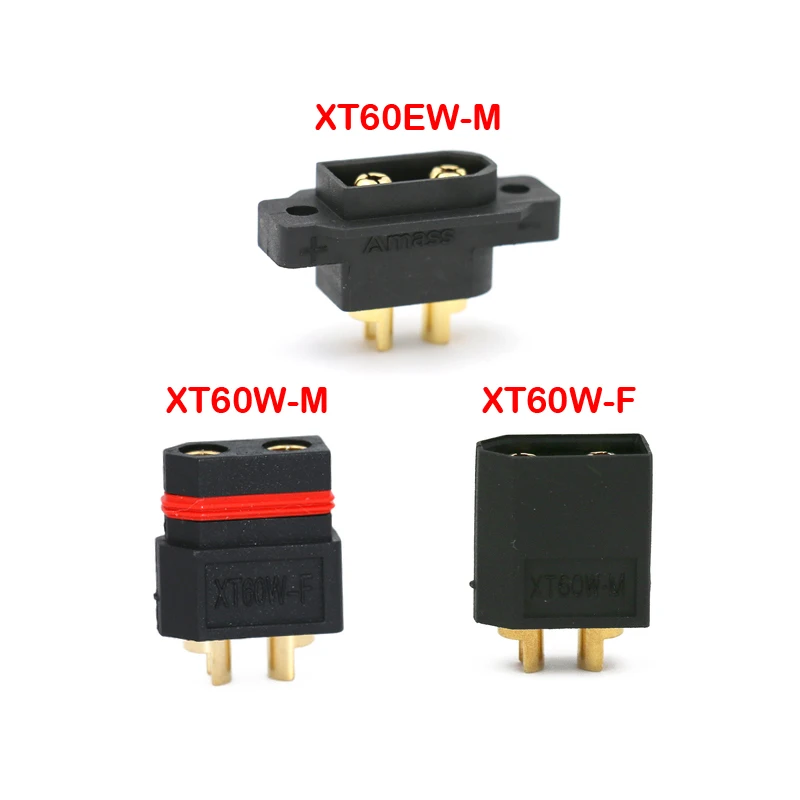 

Водонепроницаемые штекеры Amass XT60W XT60EW-M, позолоченные, черные, мужские/женские, для радиоуправляемых моделей FPV дронов, Lipo, аккумуляторы, запч...