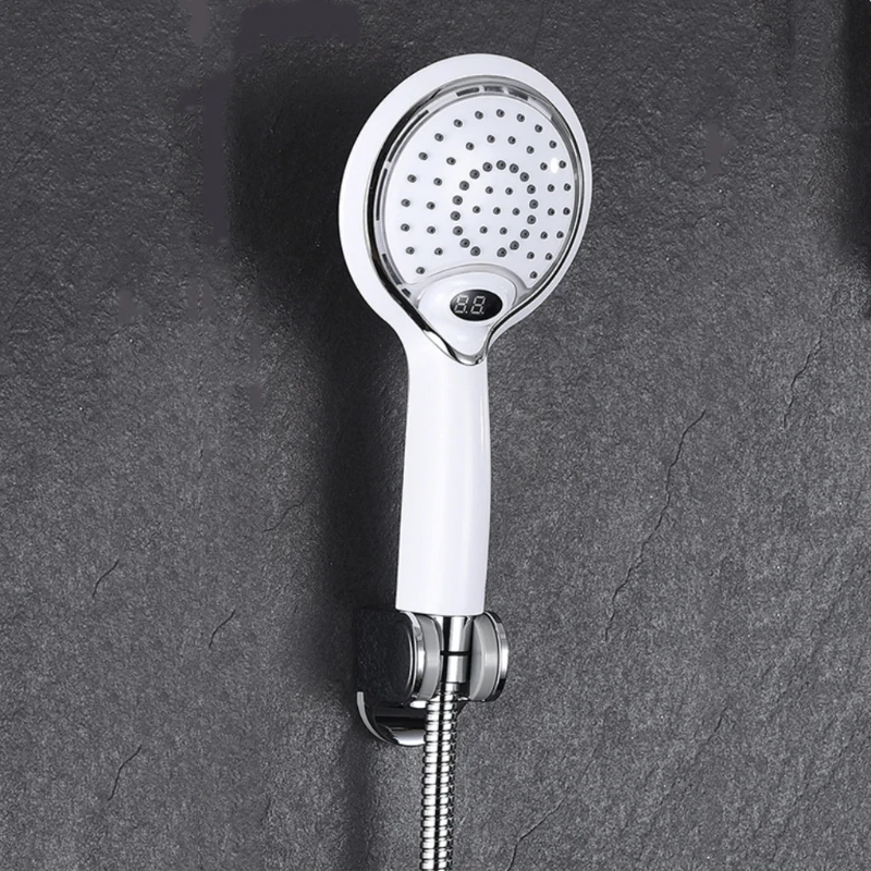 

425D 3 Color Led Enclosure Lcd Hand Held Shower Head With Digital Temperature Display