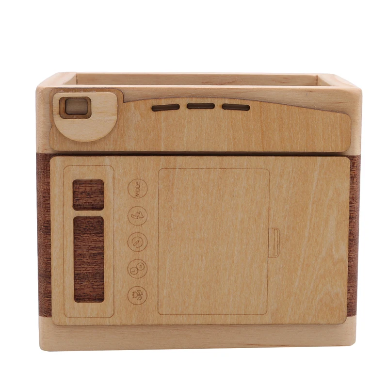 Двухслойный деревянный держатель для ручки в форме ретро-камеры Подарочный