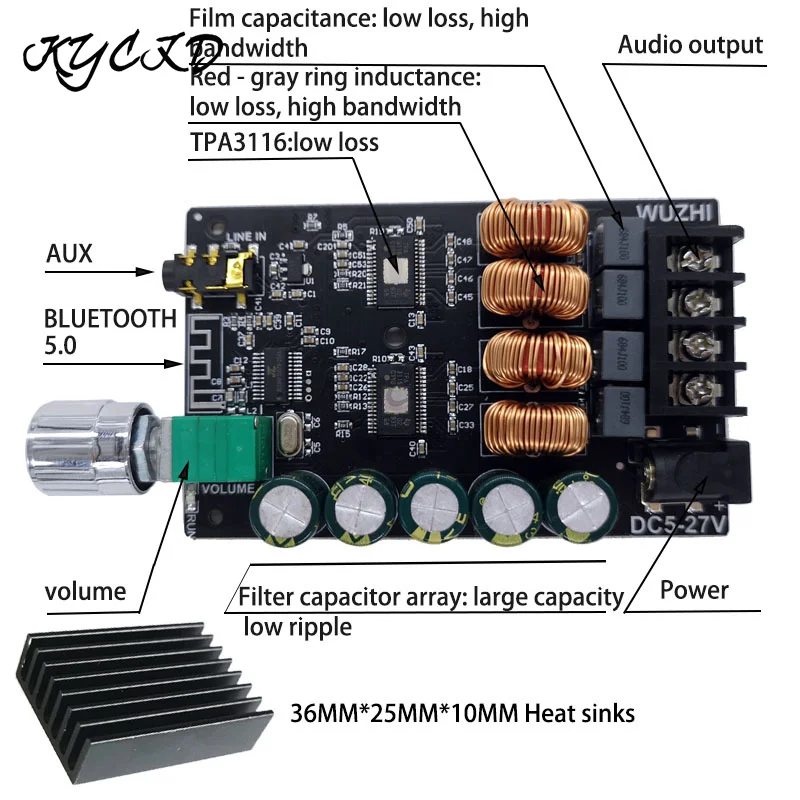DC5-24V ZK-1002 1002L 502C 502L HIFI Wireless Bluetooth 5 0 Digital Power Audio AMP Board TI TPA3116 100WX2 стерео домашний