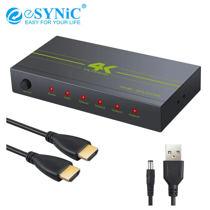 Разветвитель eSYNiC 1x4 HDMI-совместимый преобразователь разветвитель 1 в 4 Выход HD