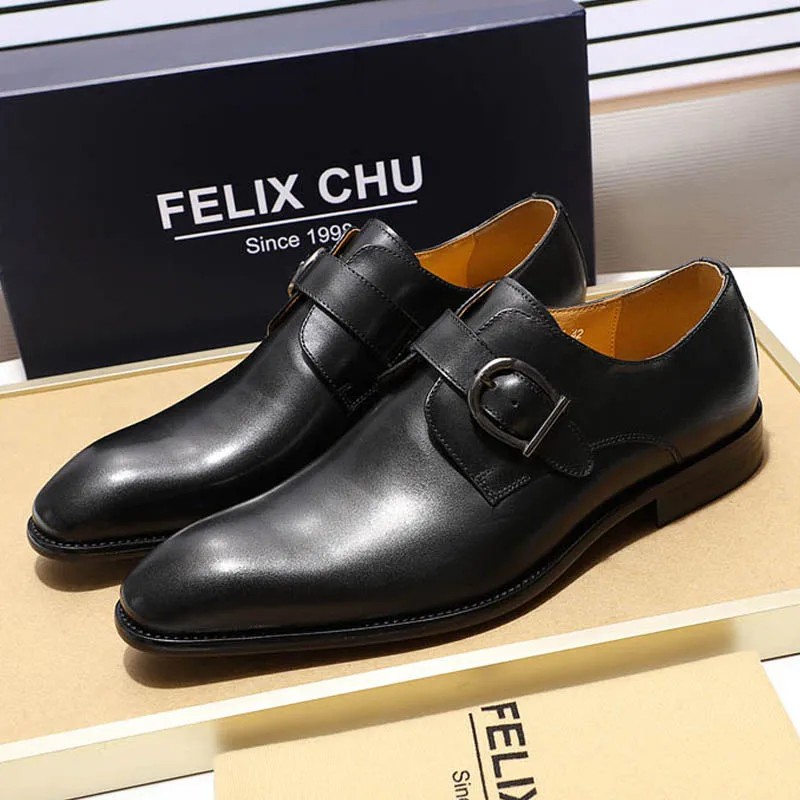 Мужские модельные туфли на ремешке Коричневые лоферы из натуральной кожи с