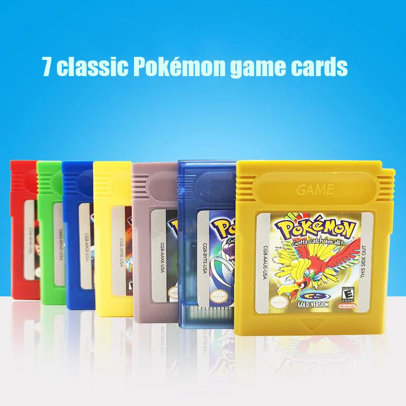 

7 Styles Pokemon Gb Gbc Game Cassette Red Yellow Green English Version Game Card Collectibles Children's Anime Toy Gift