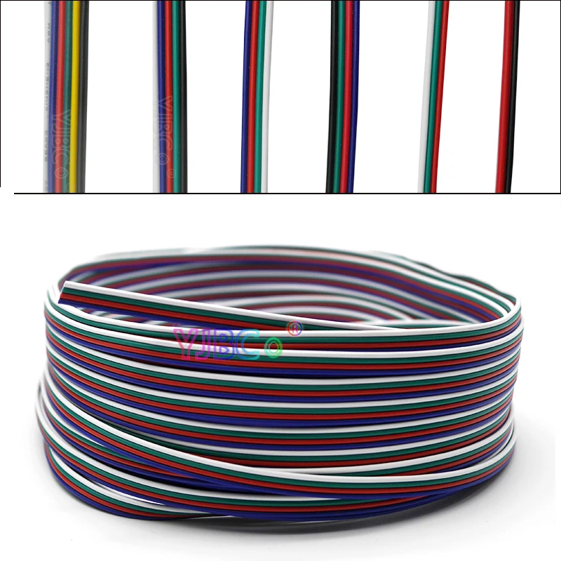 

5~100m 2pin 3pin 4pin 5Pin 6pin Led Stirp Cable 22 AWG Extension Electric Wire Connector For 5050 RGBW RGB CCT LED lamp tape
