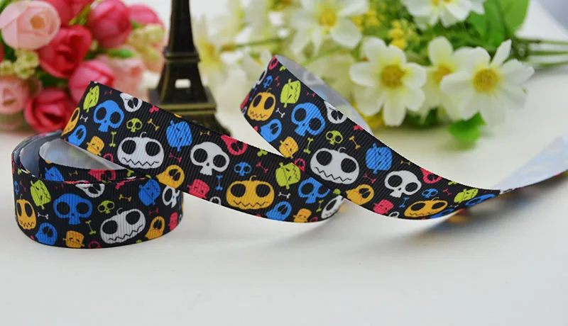 7/8'' 22mm 1&quot 25mm 1-1/2&quot 38mm 3&quot 75mm Halloween Character printed Grosgrain Ribbon party decoration X-02189 10 Yards | Дом и