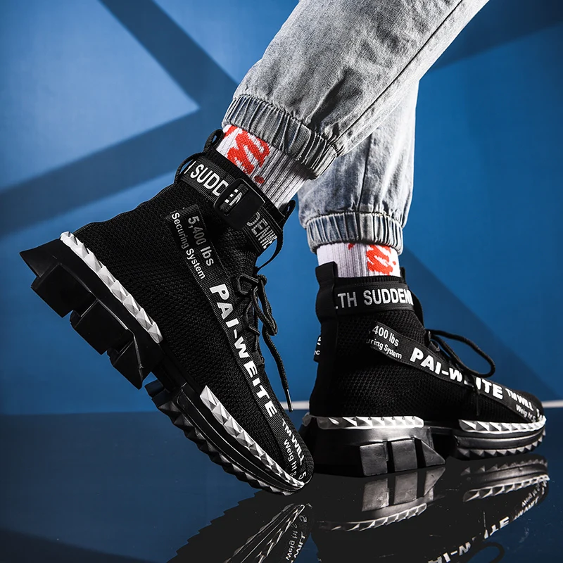 

men shoes Off white breathable shoes sneakers men trainers couple high-top loafers Thick bottom sports tides shoes Running shoes
