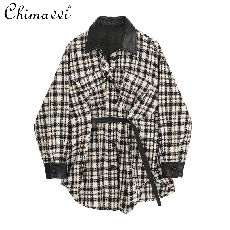 

Women's Oversized Jacket Quilted Long Winter Trench Coat In Strict Style Fall Clothes Long Sleeve Single Breasted Wool Coat