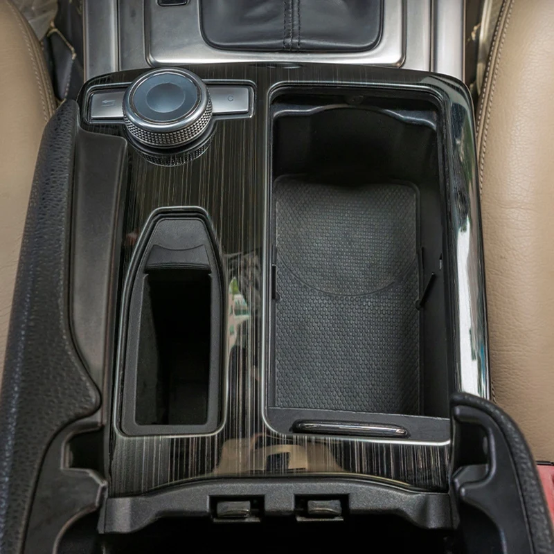 

Car Center Console Cup Holder Cover Trim Frame Sticker for Mercedes Benz C Class W204 C180 2007-2014 Stainless Steel