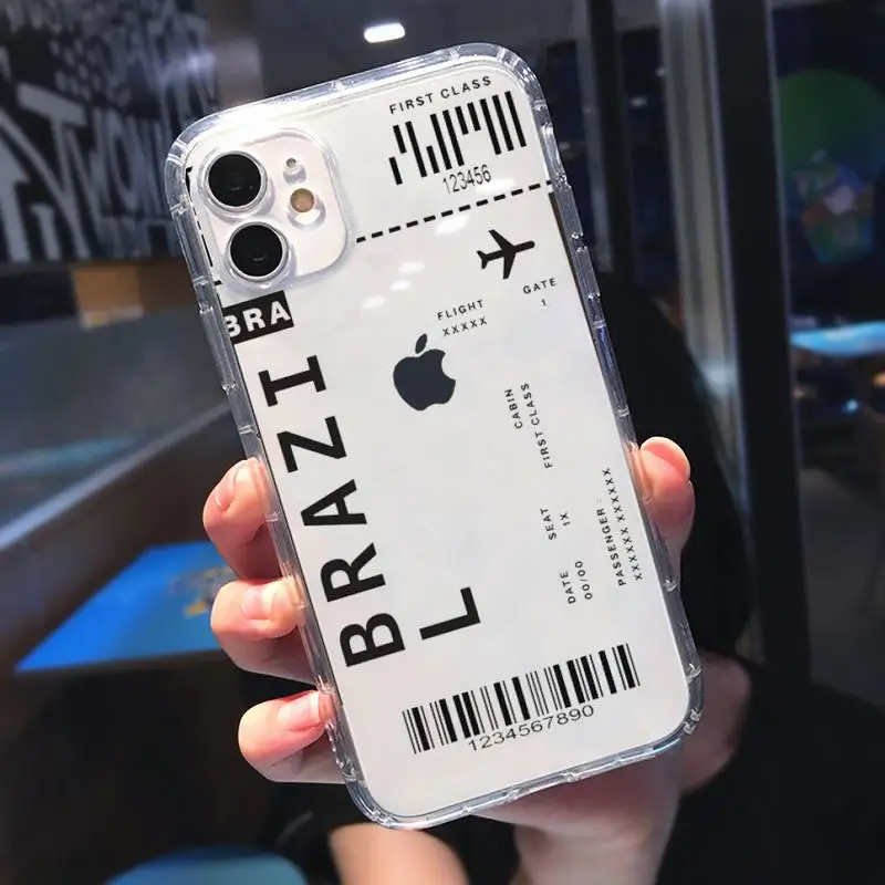 

AIR Tickets Travel Label Country Phone Case Transparent soft For iphone 5 5s 5c se 6 6s 7 8 11 12 plus mini x xs xr pro max