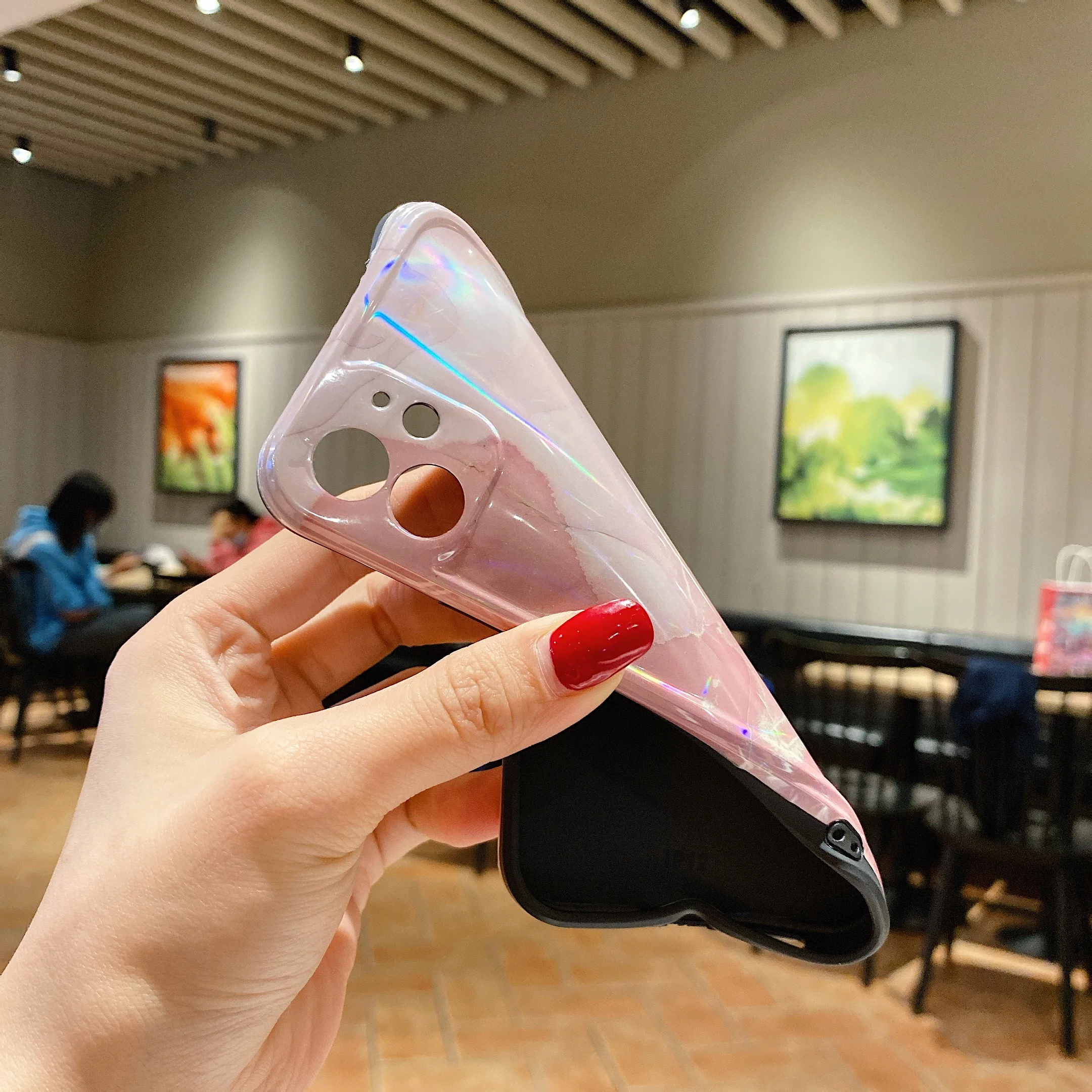 

Watercolor iPhone Case For iPhone 11 Case 12 Pro Max XR Laser Marble 12 Mini SE20 XS X 7 8 Plus Silicone Soft IMD Back Funda