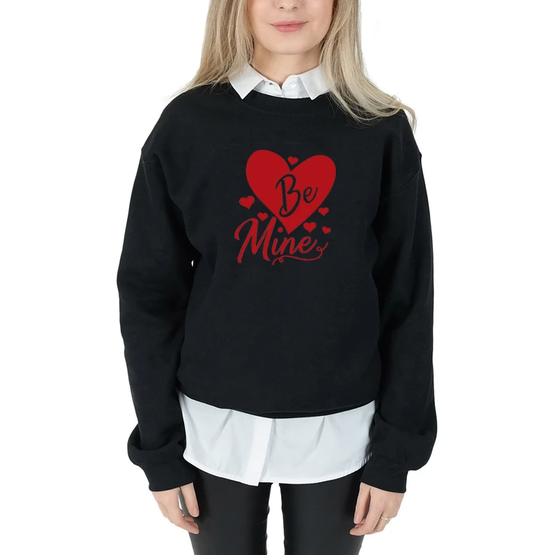 

Be mine big heart graphic holiday lover funny Valentine's Day gift slogan sweatshirt cute couple pullovers hipster tops- L219