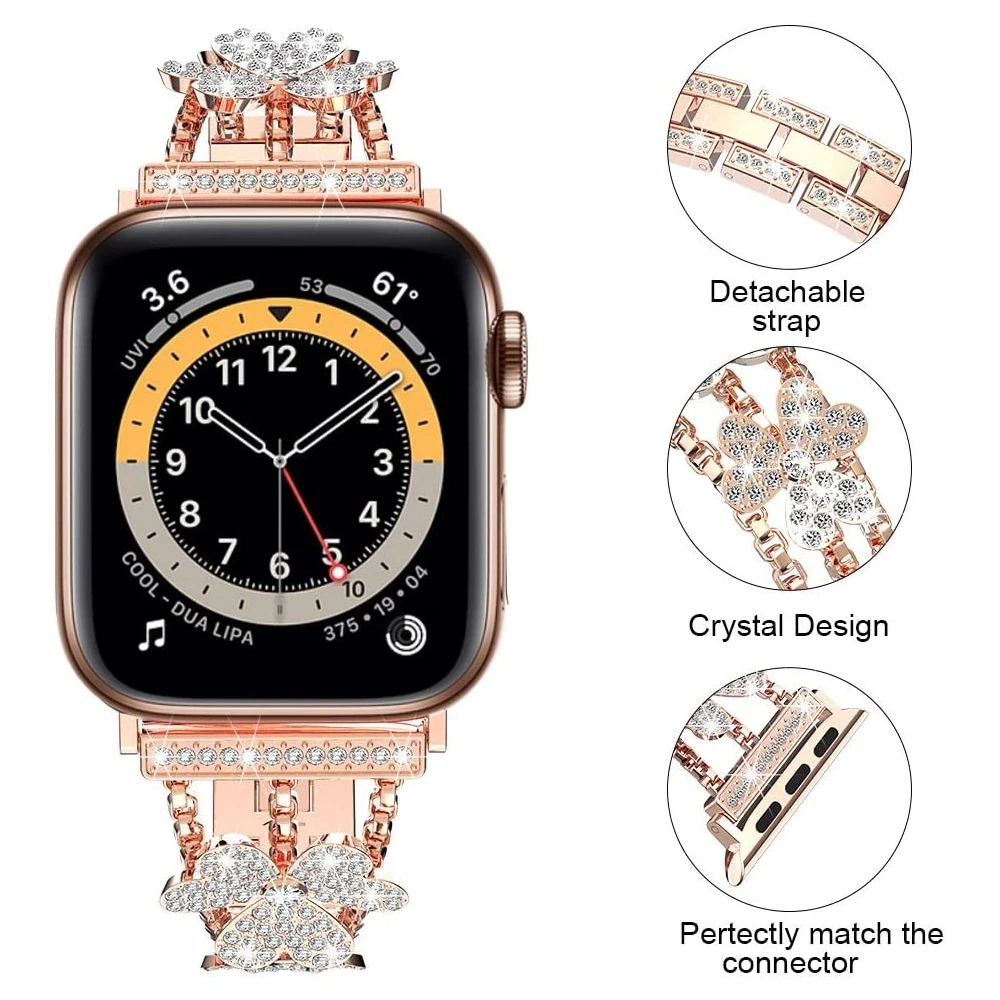 New Bling Metal Bracelet For Apple Watch Band 49mm 45mm 41mm 42mm Luxury Stainless Strap for apple watch 8 7 6 se 5 4 Watchband