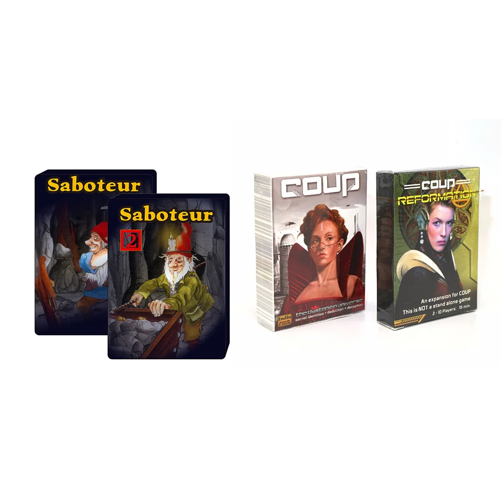 

Saboteur 1 + 2 настольная игра переворот, полностью английские игральные карты для семейной вечеринки