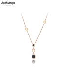 JeeMango винтажное ожерелье из нержавеющей стали с римскими цифрами Очаровательное ожерелье модная подвеска из ракушек цепочка и звенья ювелирное изделие для женщин JN20051