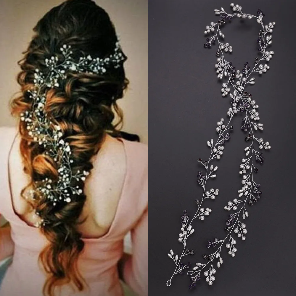 Свадебные волосы лоза и шпилька набор синий красный фиолетовый стразы жемчужные