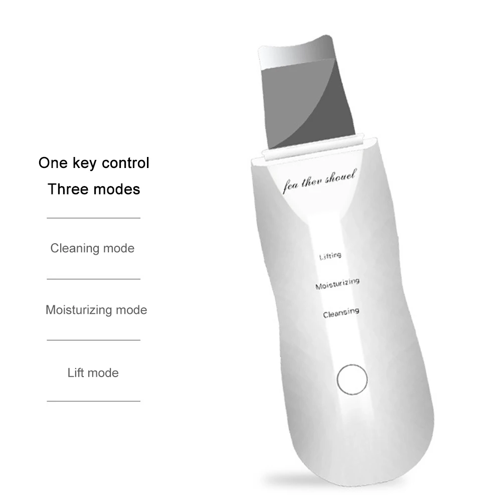 

Plastic Ultrasonic Skin Scrubber Deep Cleaning Face Cleansing Spatula Peeling Device ABS Face Blackhead Remover