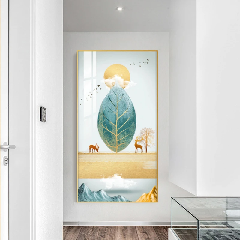 

Introduction Modern Porch Hanging Painting Vertical Version Corridor Hotel Mural Nordic Living Room Simple Wealth Geomancy