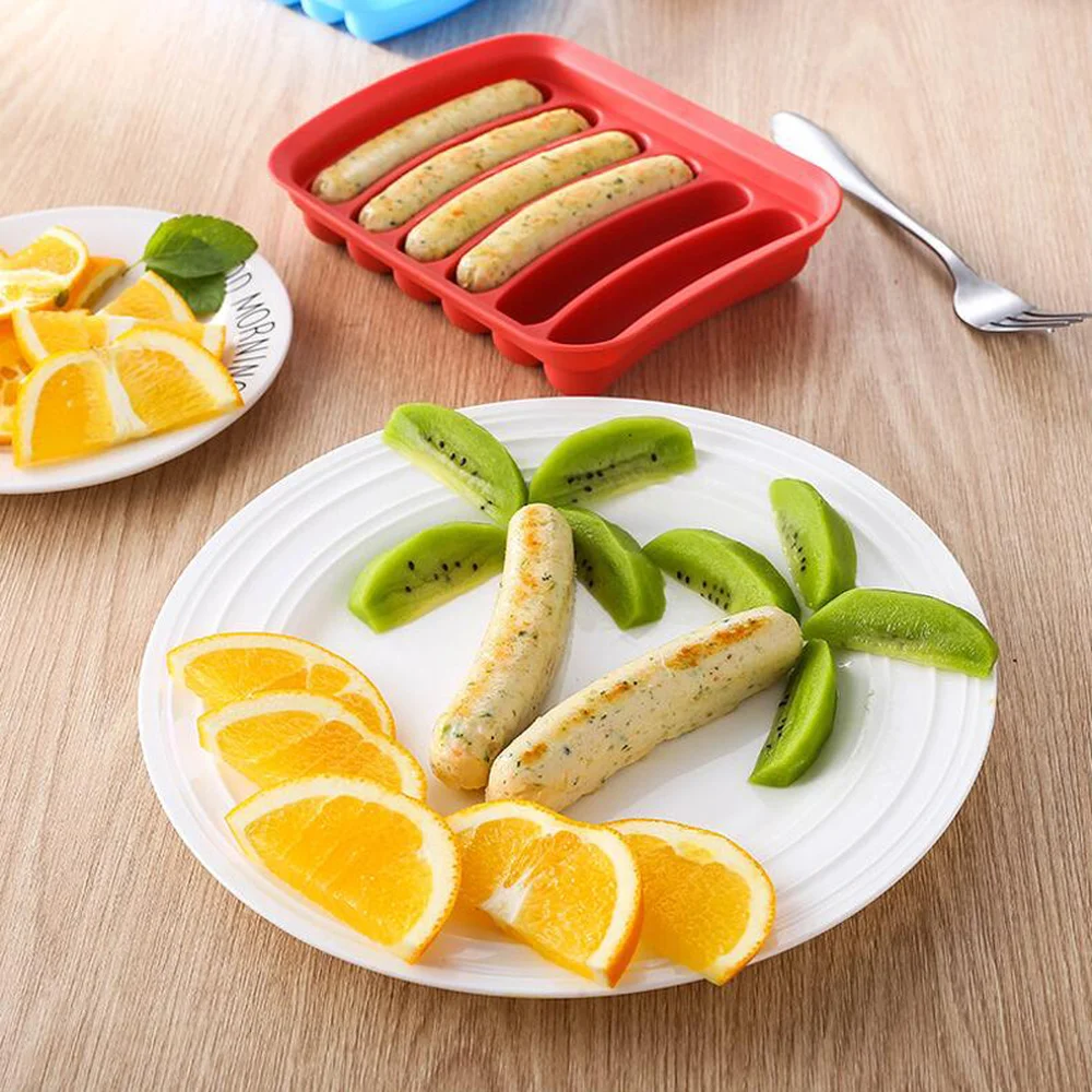 

6IN1 Kitchen Sausage Silicone Mold DIY Hot Dog HandmadeHousehold Sausages Cake Baking Tools Molds w/lidRefrigerated Hot Dog tool