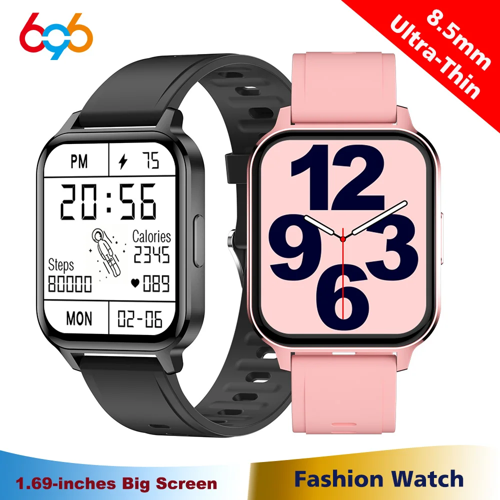 

Новинка 2021, Смарт-часы Q18 для мужчин и женщин, водонепроницаемые ультратонкие спортивные часы с сенсорным экраном 1,7 дюйма и несколькими циф...