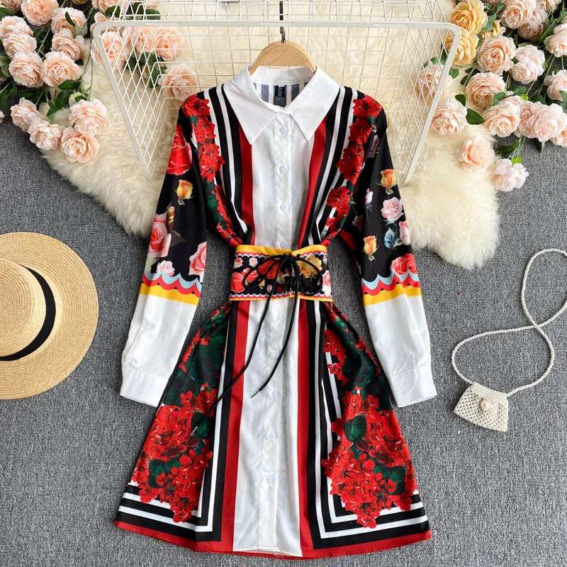 

Женская рубашка с длинным рукавом, маленькое платье с принтом из бумажных лент, подчеркивающее мораль, новинка весны 2021