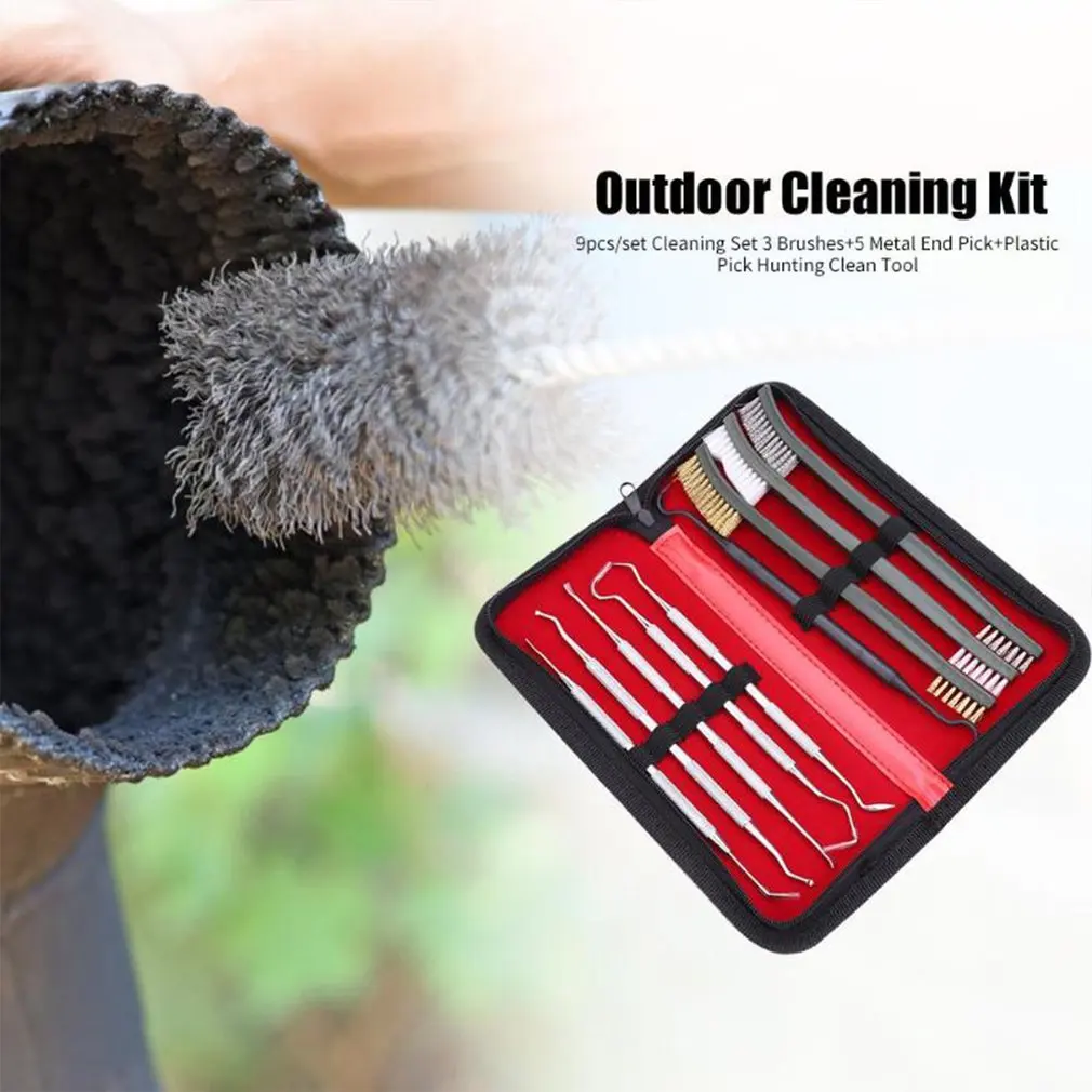 

9pcs Small Cleaning Kit Universal Pick Pipe Cleaning Brush Accessories Brush Car Parts Cleaning Set With Carrying Case