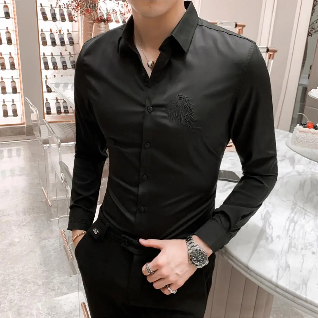 Мужская Однотонная рубашка осенняя Новая мужская классическая с длинным рукавом