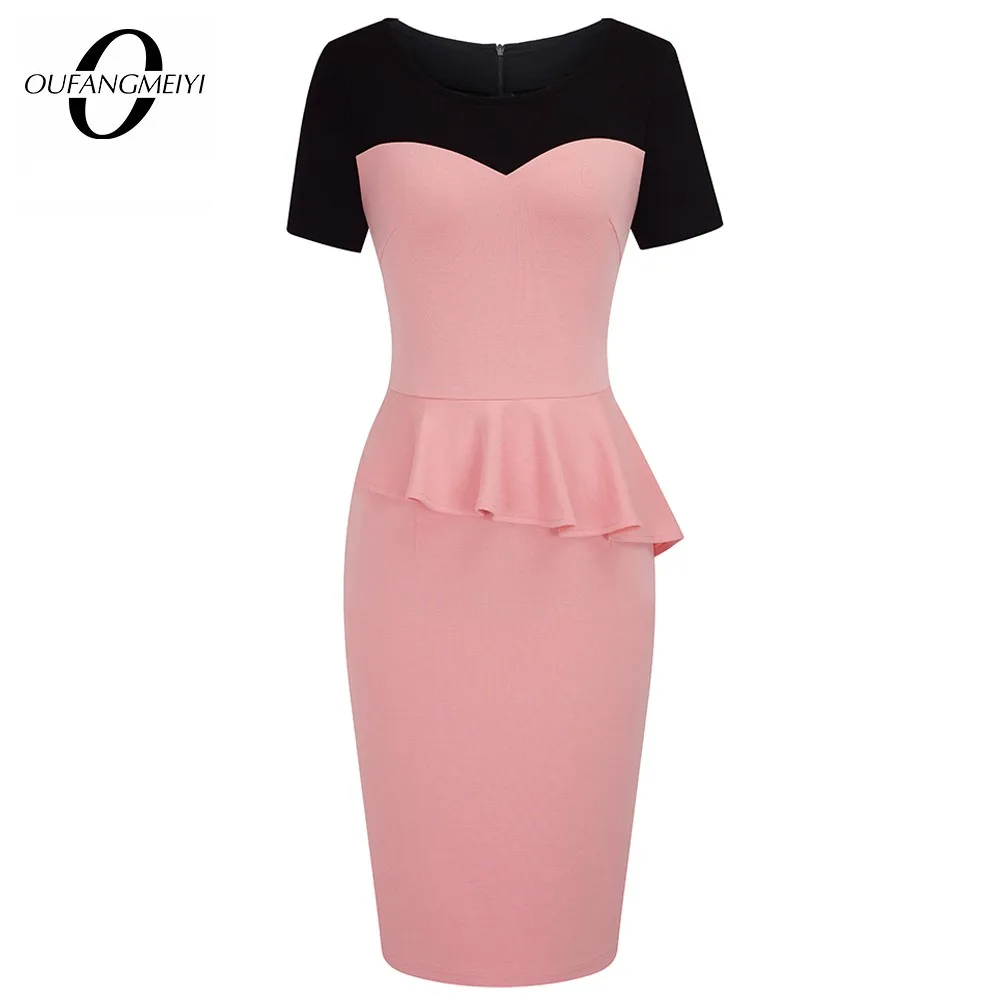 Летнее элегантное женское лоскутное приталенное офисное платье с оборками и