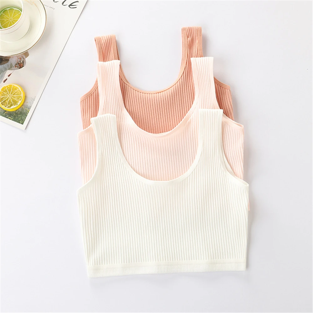 Soft Cotton Children Girls Underwear Kids Girl Solid Color Vest Bra Tank Top Crop Tops for Girl 9-16Years enlarge