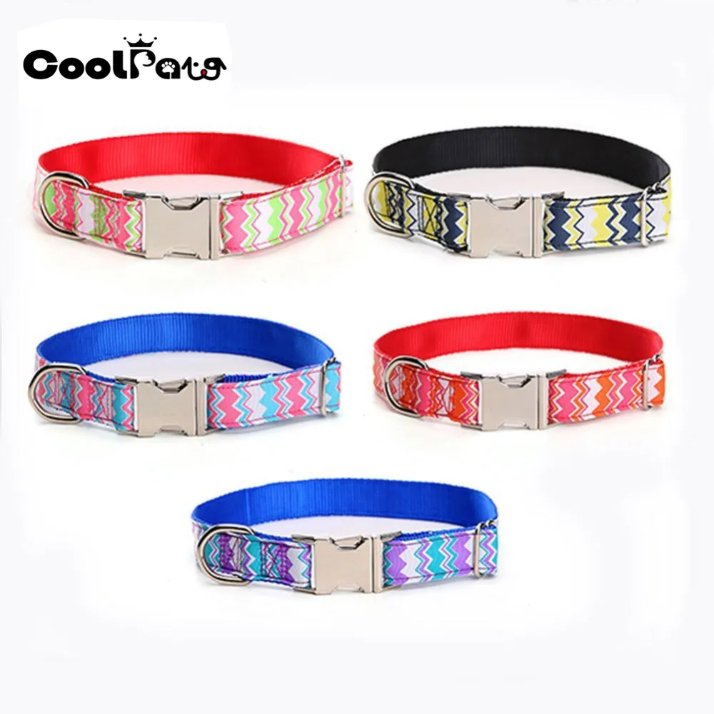 Модный ошейник для собак с волнистым рисунком Регулируемая пряжка из цинкового