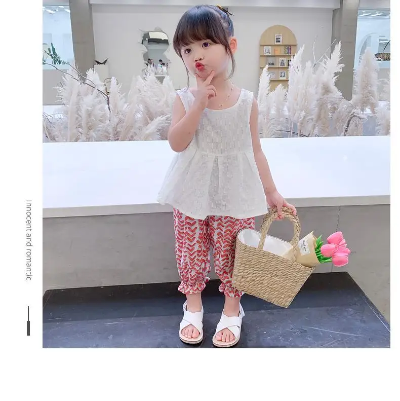 

VIDMID Children's anti mosquito pants wear thin pants in summer girls floral cotton trousers pants P5021