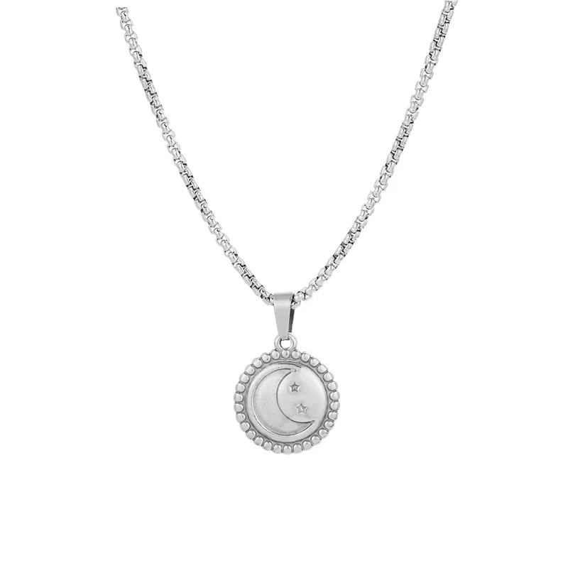 

Stainless Steel Cartoon Round Pendant Necklace For Women Men Clavicle Chain 2020 Trend Gothic Hip Hop Jewelery Party Gift