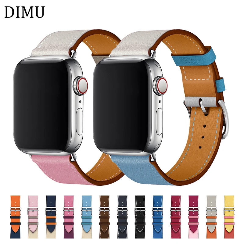 DIMU ремешок из натуральной кожи для iWatch 40 мм 44 спортивный Apple watch 38 42 серия