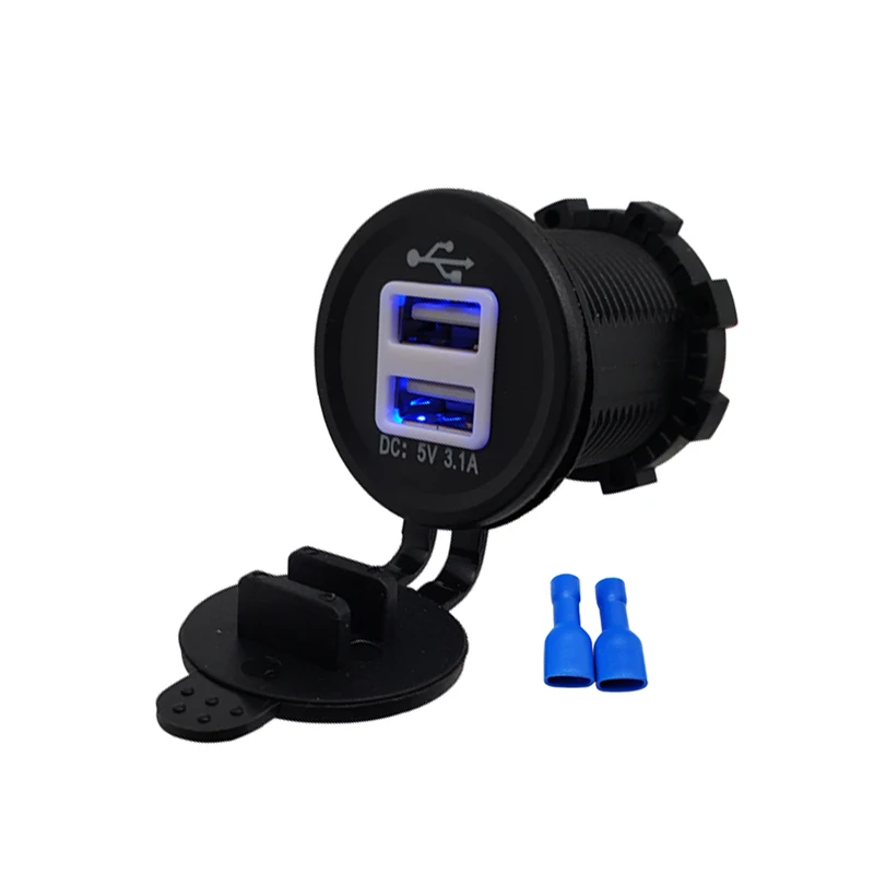 

LED Car charger Dual USB Power Adapter Outlet Universal USB Socket Plug For Car Motorcycle Auto Truck ATV Boat