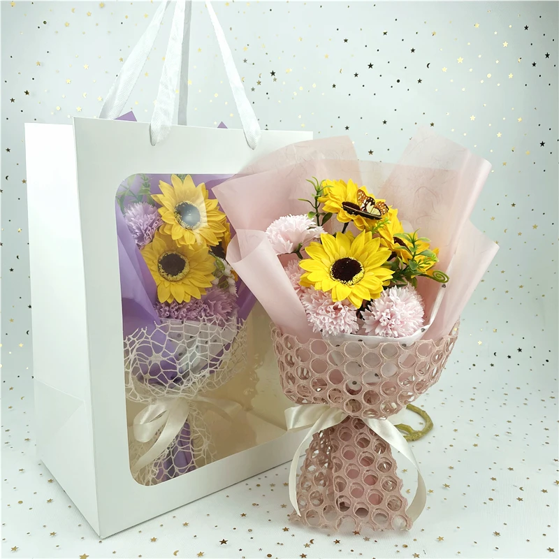 

Artificial Flowers Rose Sunflower Soap Flowers Bouquet Home Decor Creative Wedding Valentines Day Graduation Birthday Gifts
