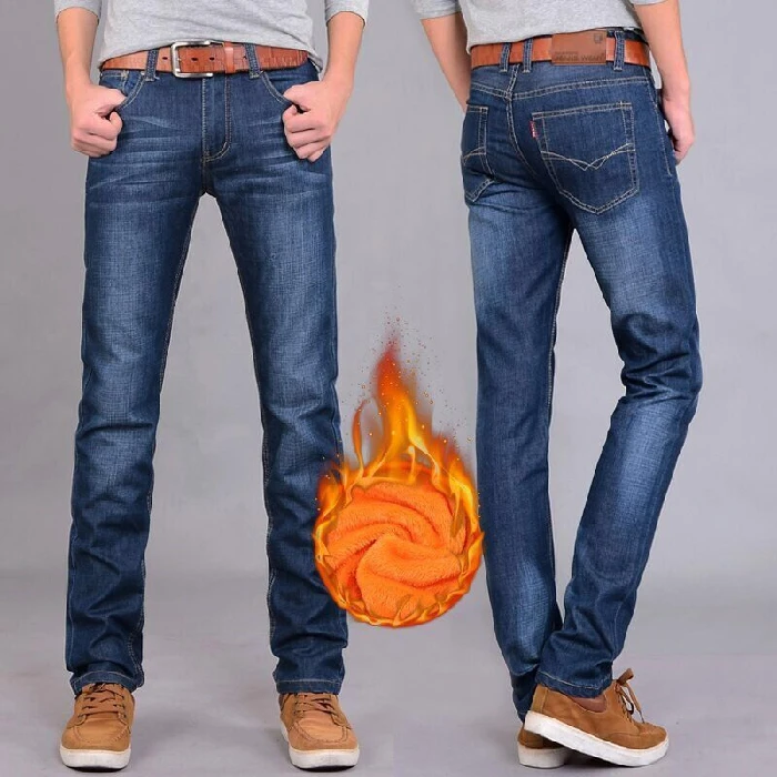 Обтягивающие джинсы мужские и бархатные осенние зимние новые тонкие прямые
