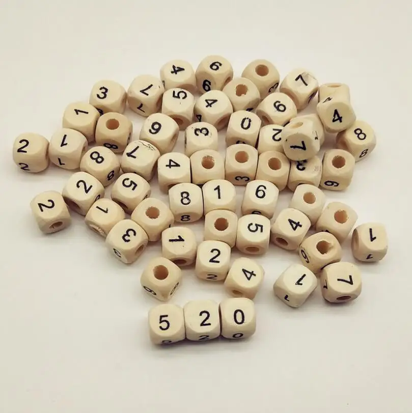 100 шт./лот бусины с буквами алфавита/цифрами деревянные 10 мм квадратные для