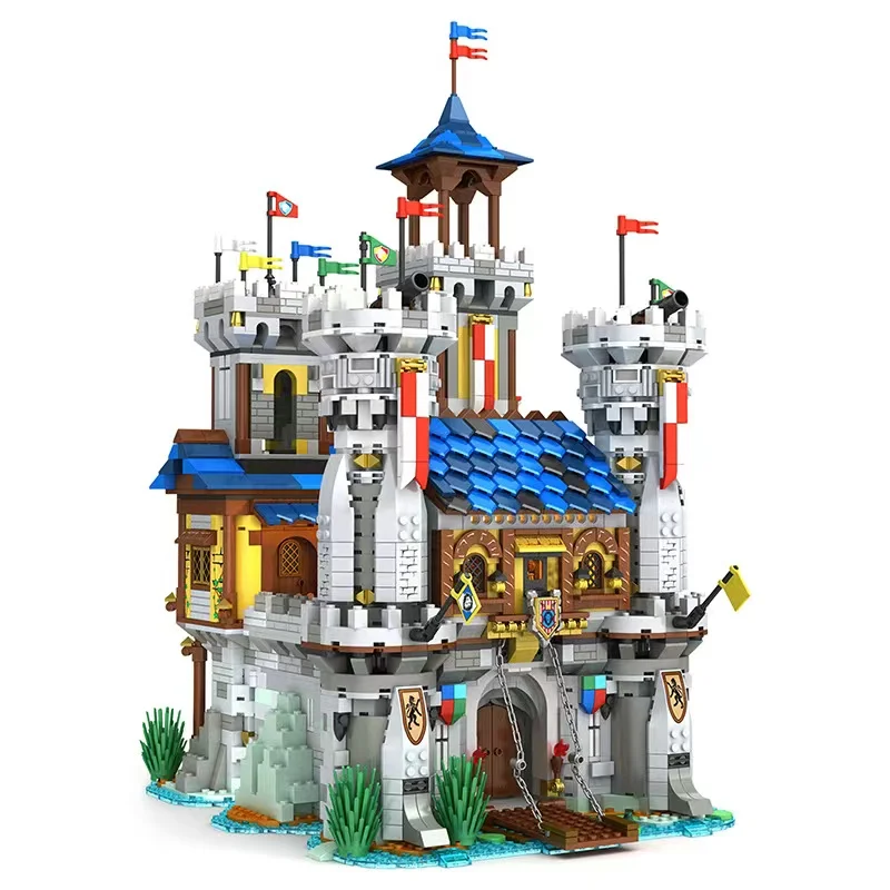 

The European Century Medieval Golden Lion Castle 66006 with light MOC House Model Building Blocks Brick Set Gifts Toy For Kids