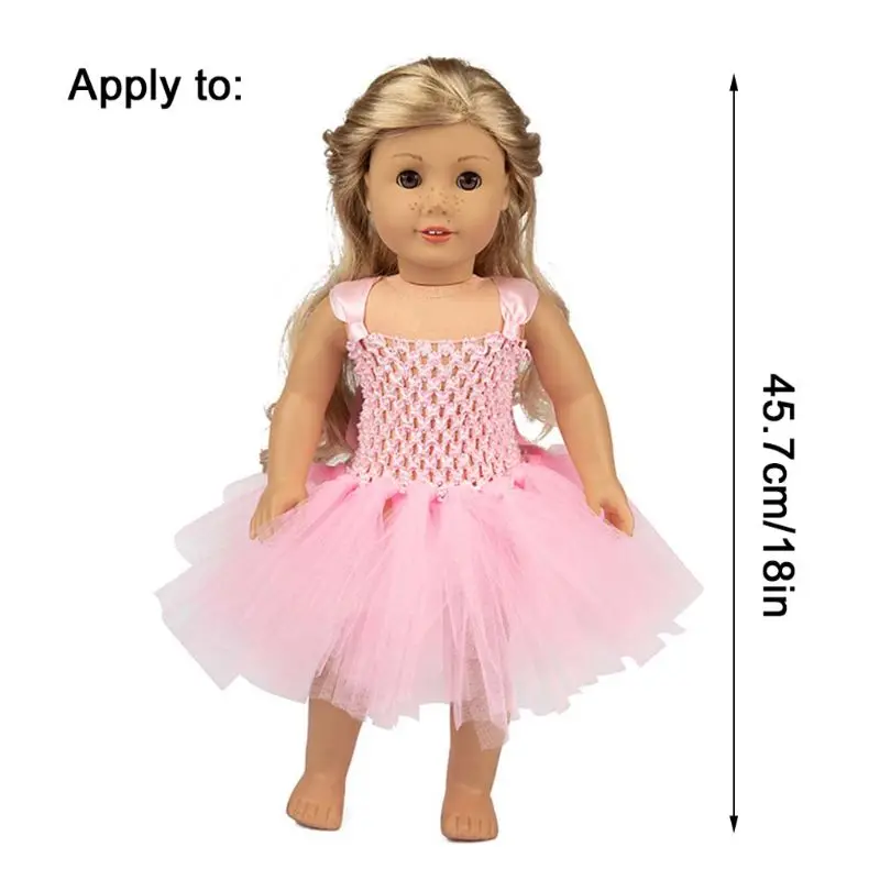 

Doll Dress Up Clothes Set Pink Little Fairy Bowknot Dress Sleeveless Tutu for 18 Inches US Girl Doll Accessories