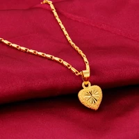 heart shape 24k yellow gold pendant necklace for women love heart clavicle chain pure gold necklace valentine day jewelry gift
