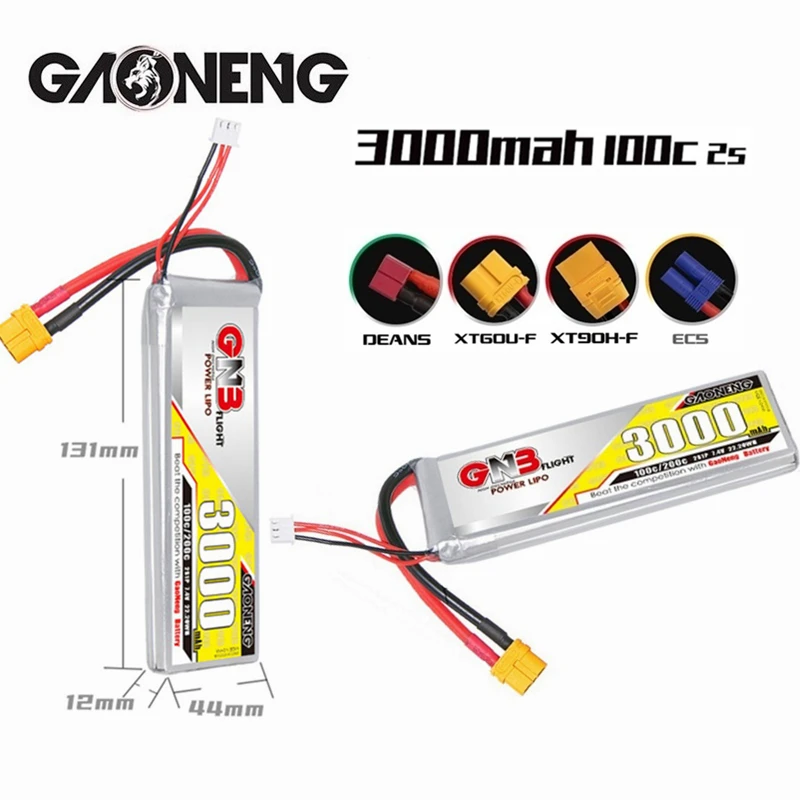 

1/3PCSC GNB HV 2S 3000mAh 7.4V Lipo Battery MAX 100C For FPV Drone RC Helicopter Car Boat UAV RC Parts With XT60/XT90/T Plug