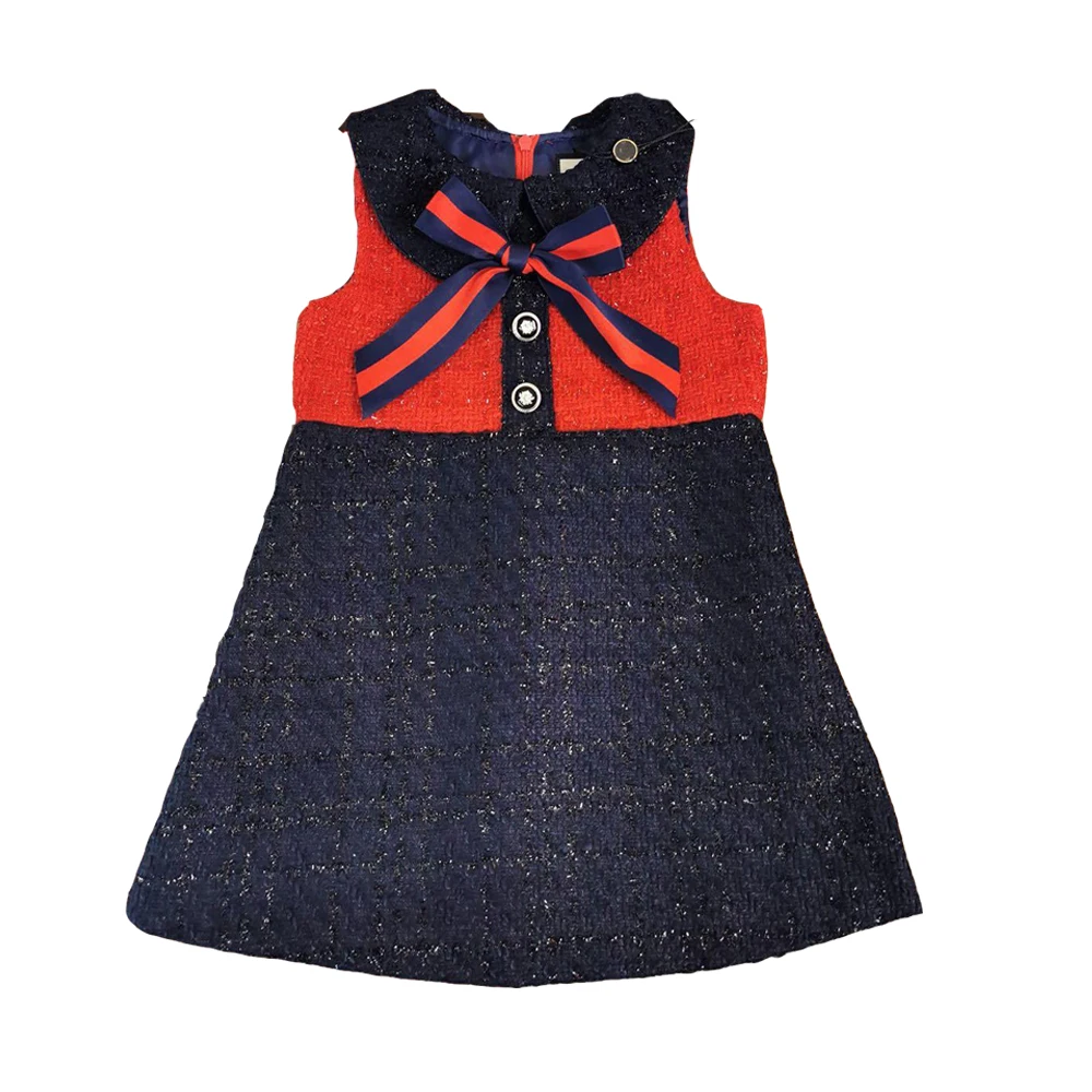 New Button Princess Dress Toddler Baby Girls Christmas Fall Winter Party Bow For Girl Luxury Brand Clothing | Детская одежда и