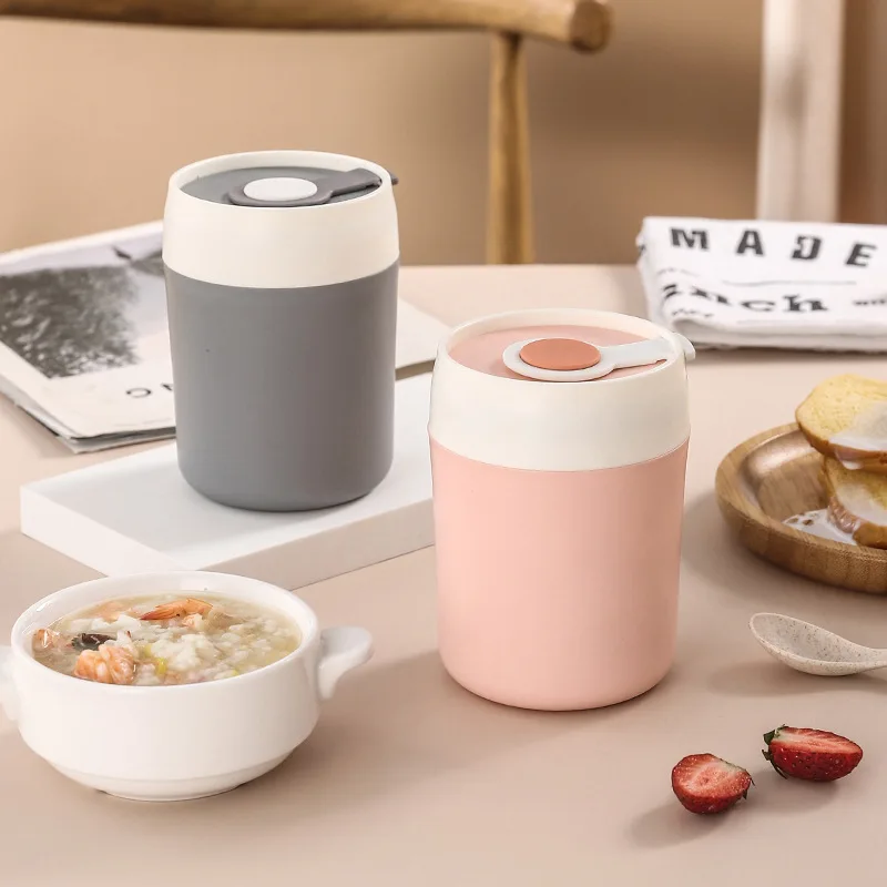

Oatmeal Cup Breakfast Cup With Lid Mug Oatmeal Spoon Cup Microwavable Milk Cup Portable Miso Soup Cup pp+304 stainless steel