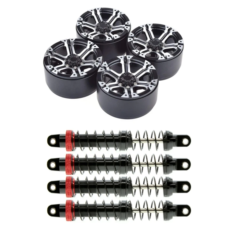 

4PC Metal 1.9 Inch BEADLOCK Wheel Rim for 1/10 Axial SCX10 90046 90047 & 4Pcs Metal Shock Absorber Oil Adjustable Damper