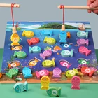 Игрушка Монтессори детская деревянная для рыбалки обучающая буквенно-цифровая рыболовная игрушка для дошкольного обучения познавательная цветная буква