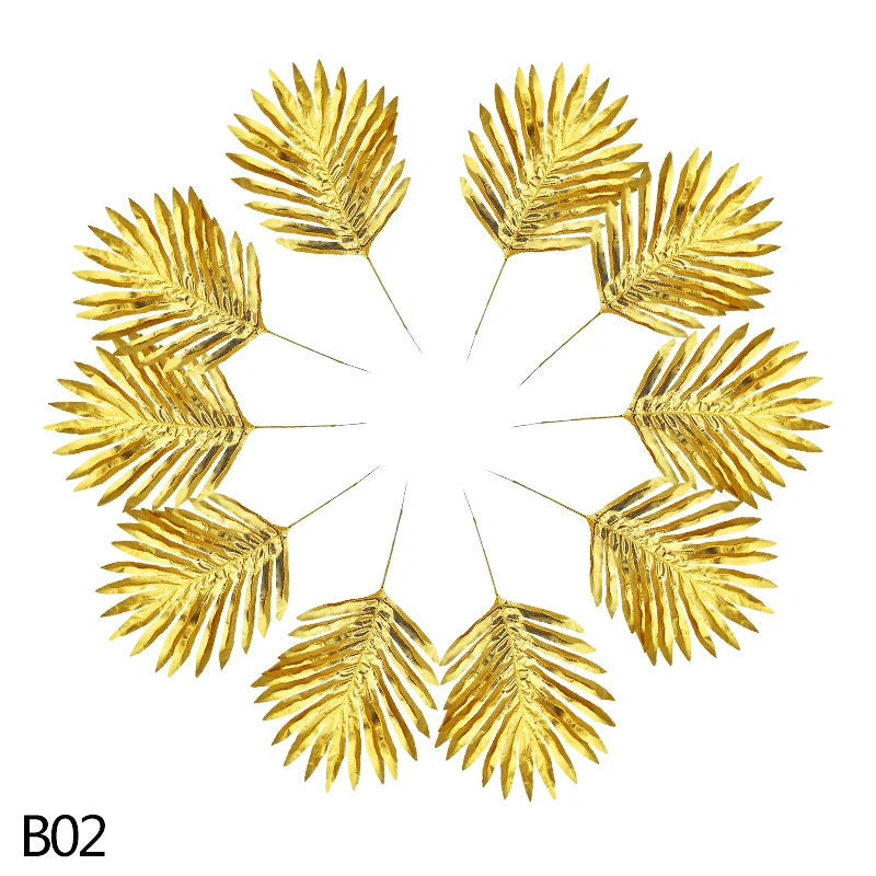 5 золотых искусственных листьев для домашнего сада декор из шелка искусственное